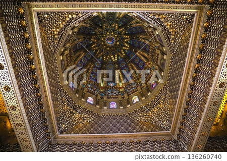 Beautiful interior ceiling of the Mausoleum of Mohammed V in Rabat, Morocco Beautiful interior ceiling of the Mausoleum of Mohammed V in Rabat, Morocco 136260740