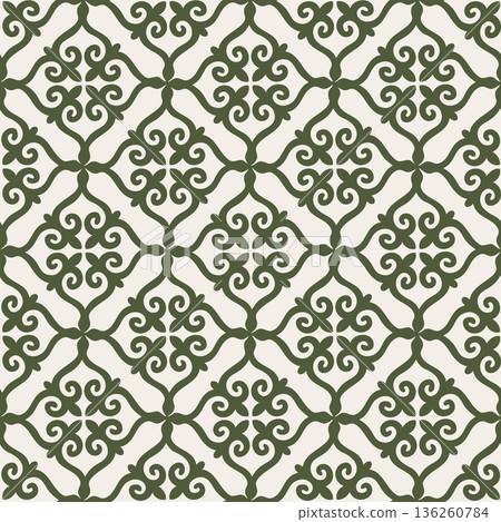 Fine Scale Central Asian Nomadic Seamless Pattern with Repeating Zoomorphic Ornament 136260784