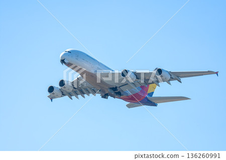 A large Airbus aircraft taking off for overseas A large Airbus aircraft taking off for overseas 136260991
