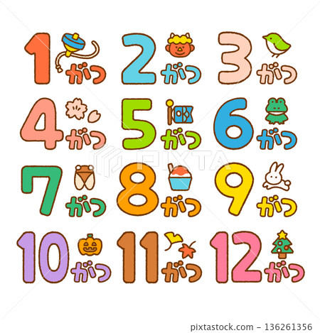 Cute handwritten character set for the month names (January to December) | Easy to use for class newsletters and newsletters Cute handwritten character set for the month names (January to December) | Easy to use for class newsletters and newsletters 136261356