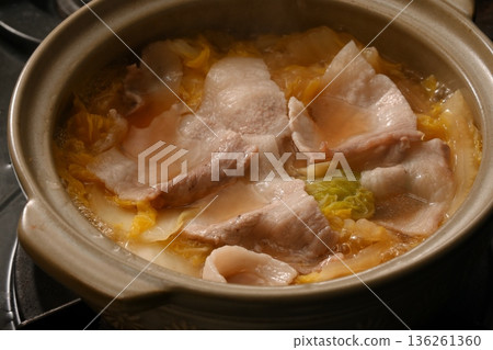 Chinese cabbage and pork belly hotpot Chinese cabbage and pork belly hotpot 136261360