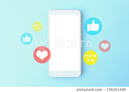 Smartphone and various rating icons Smartphone and various rating icons 136261486