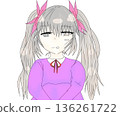 Illustration of a girl with a displeased expression 136261722
