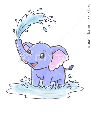 大像在水中玩耍 136261750