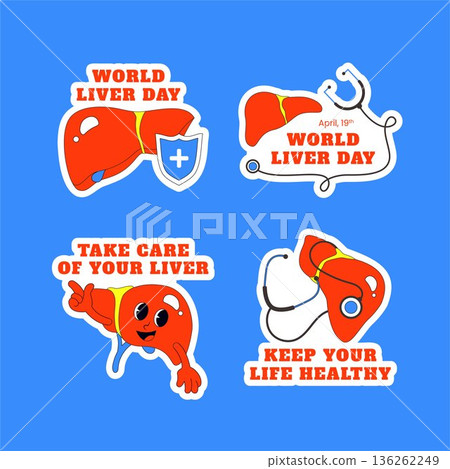 Label Background Illustration Flat Hand Drawn Cartoon for World Liver Day Label Background Illustration Flat Hand Drawn Cartoon for World Liver Day 136262249