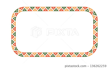 Mexican pattern rectangle frame. African ethnic motif border. Aztec triangular ornament round frame. Mexican text frame. African ethnic ornament. Vector illustration isolated on white background Mexican pattern rectangle frame. African ethnic motif border. Aztec triangular ornament round frame. Mexican text frame. African ethnic ornament. Vector illustration isolated on white background 136262259