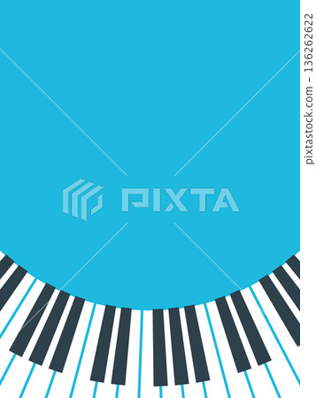 弧形鋼琴鍵盤和簡潔背景（青色）的插圖[直版] 136262622