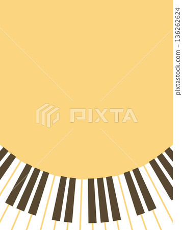 Illustration of a curved piano keyboard and a simple background (yellow) [vertical] 136262624