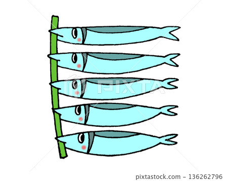 可愛的毛鱗魚插圖 136262796