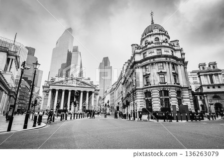 City of London, the UK's financial center, monochrome City of London, the UK's financial center, monochrome 136263079