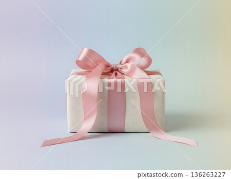 Cute gift box and pink ribbon 136263227