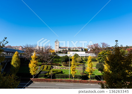 View from Fab Minami-Osawa towards Mitsui Outlet Park Tama Minami-Osawa. Minami-Osawa, Hachioji City, Tokyo 136263345