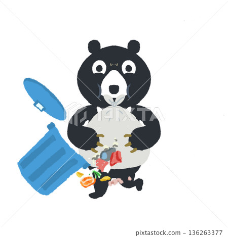 黑熊翻找垃圾的插圖 | 警告和損壞圖片 黑熊翻找垃圾的插圖 | 警告和損壞圖片 136263377