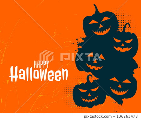 happy halloween holiday orange background with pumpkin happy halloween holiday orange background with pumpkin 136263478