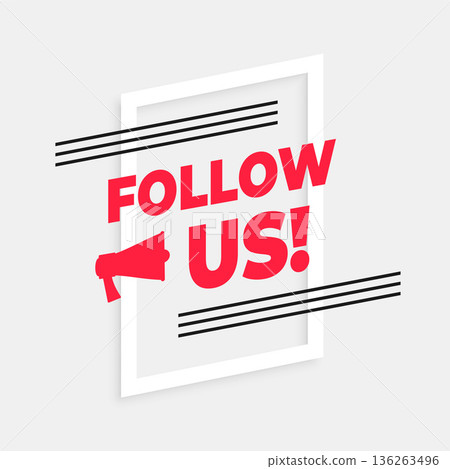 trendy follow us digital template with megaphone design 136263496