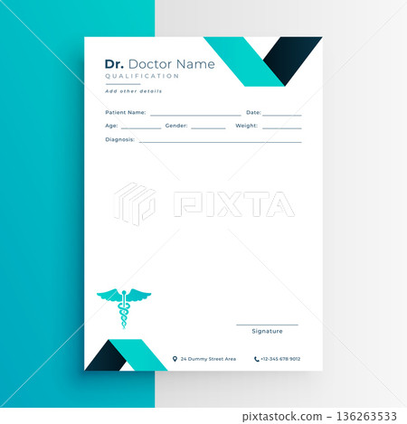 blank medic prescription letter paper template in wavy style 136263533