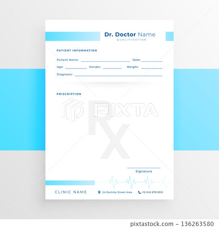 blank Rx medic prescription notepad template design 136263580