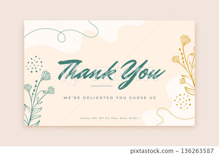 personalized thank you message card with botanical floral decor 136263587