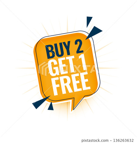 buy 2 get 1 free sale offer tag background design 136263632