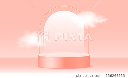 round 3d podium platform background for product presentation with smoke effect 136263633