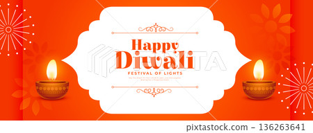 decorative happy diwali greeting 2024 banner with diya decorative happy diwali greeting 2024 banner with diya 136263641