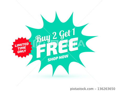 buy 2 get 1 free sale background a limited time offer 136263650