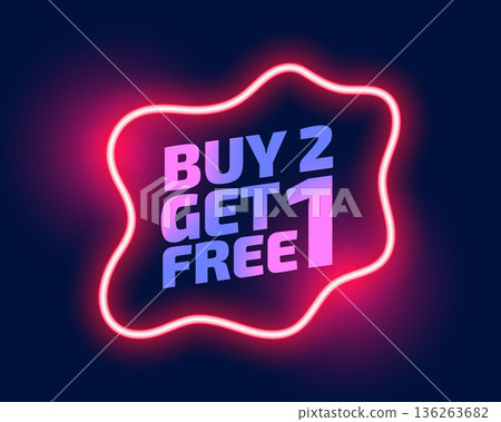 buy 2 get 1 free promo background with glowing neon effect 136263682