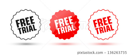 set of three free trial or demo badge sign design set of three free trial or demo badge sign design 136263735