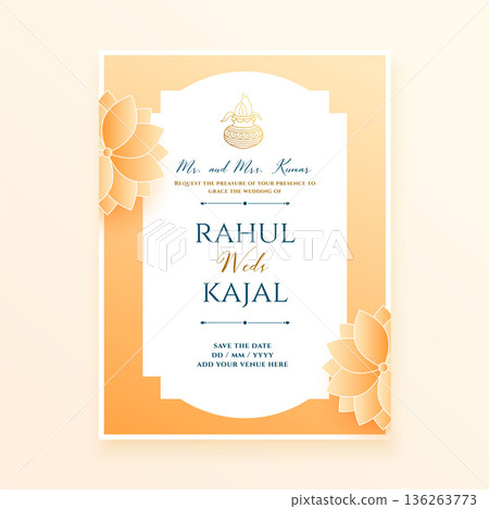 elegant indian wedding event card template design elegant indian wedding event card template design 136263773