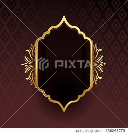 elegant empty golden frame arabic background design elegant empty golden frame arabic background design 136263779