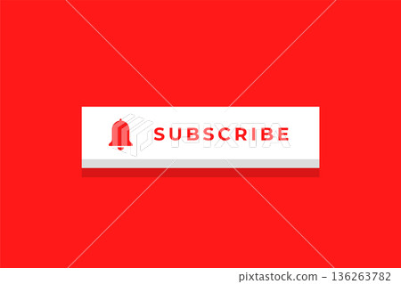 3d style web subscription button on red background design 136263782