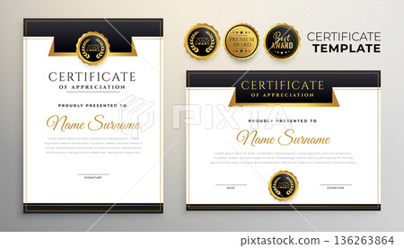 eye catching diploma of appreciation background in set 136263864