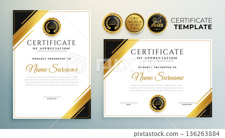 multipurpose certificate of appreciation background in set of two 136263884