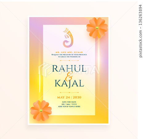 beautiful indian wedding card flyer for event celebration beautiful indian wedding card flyer for event celebration 136263894