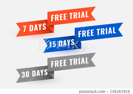 set of 7,15 and 30 days free trial ribbon banner set of 7,15 and 30 days free trial ribbon banner 136263928