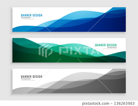 fluid style horizontal website backdrop banner template in set 136263983