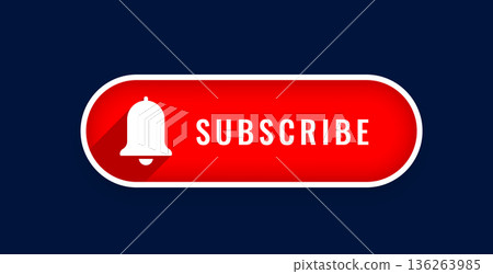 red subscription bell icon for channel or page 136263985