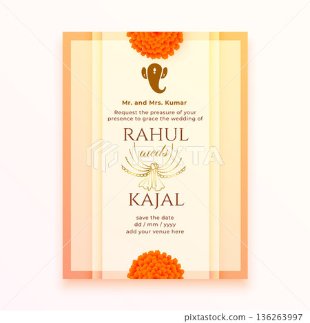 elegant indian wedding or reception card template for your special day elegant indian wedding or reception card template for your special day 136263997
