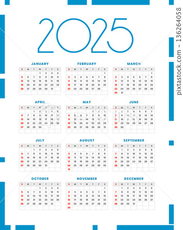 simple 2024 annual calendar template in white and blue color 136264058