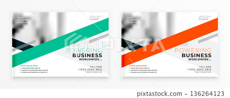 corporate brochure booklet flyer in set for annual report or data 136264123
