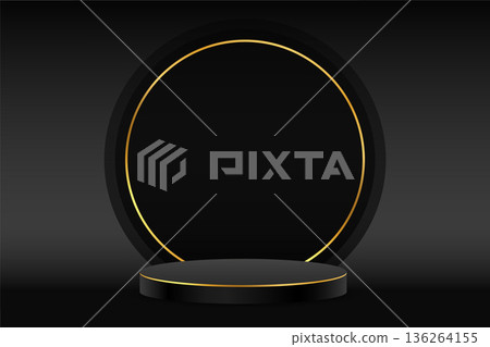 eye catching 3d pedestal stand dark background with empty space 136264155