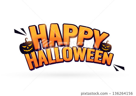 happy halloween celebration background with smiling pumpkin 136264156