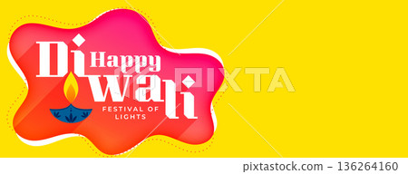 trendy happy diwali wishes yellow banner for social media post 136264160