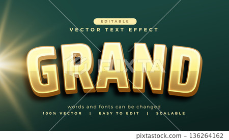 customizable 3d grand text effect in golden lettering customizable 3d grand text effect in golden lettering 136264162