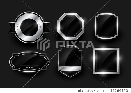 collection of empty metal badge symbol banner design collection of empty metal badge symbol banner design 136264190
