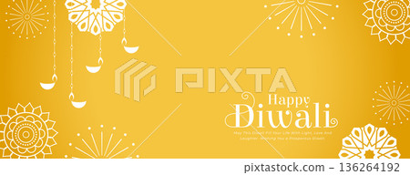 elegant happy diwali celebration yellow banner design elegant happy diwali celebration yellow banner design 136264192