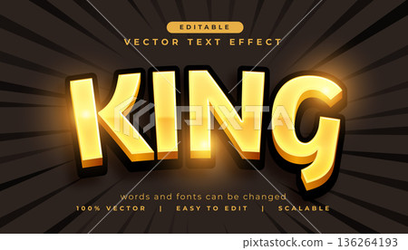 king editable text effect in golden color 136264193