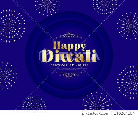 happy diwali festive 2024 purple background with firework celebration 136264194