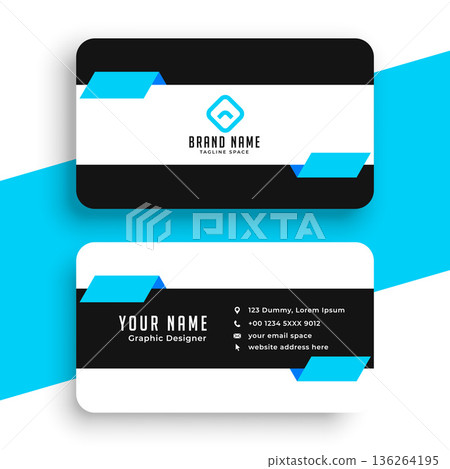 Corporate black and blue elegant business card template 136264195