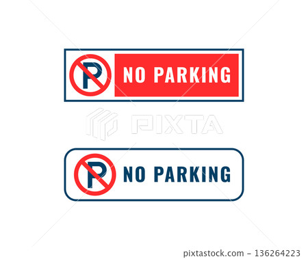 set of no parking or stopping zone sign design 136264223